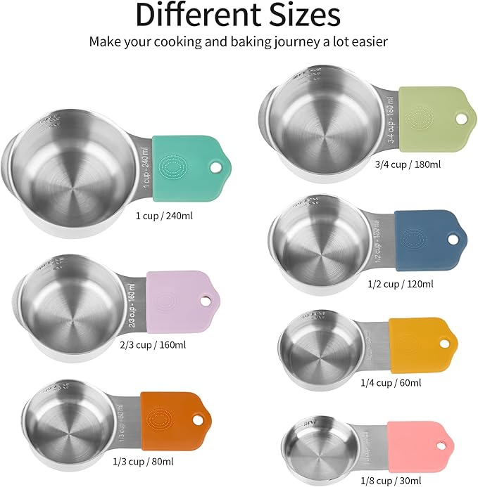 Smithcraft Magnetic Measuring Cups & Spoons Set 15, Stainless Steel Measuring Cups and Spoons Set, Color Heavy Duty Metal Measuring Cups&Spoons Set w/Leveler & Measure Equivalents for Cooking & Baking