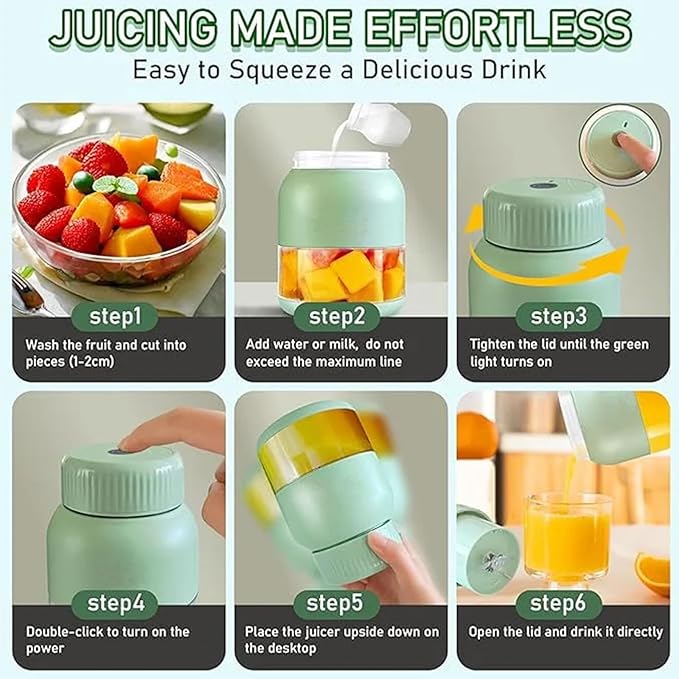 Gemet BPA-Free Electric Citrus Juicer 17 oz, with Straw and Two Lids, 2025 New Portable Blender for Smoothies, Shakes, Food Prep & Frozen Blending (500ML*2)