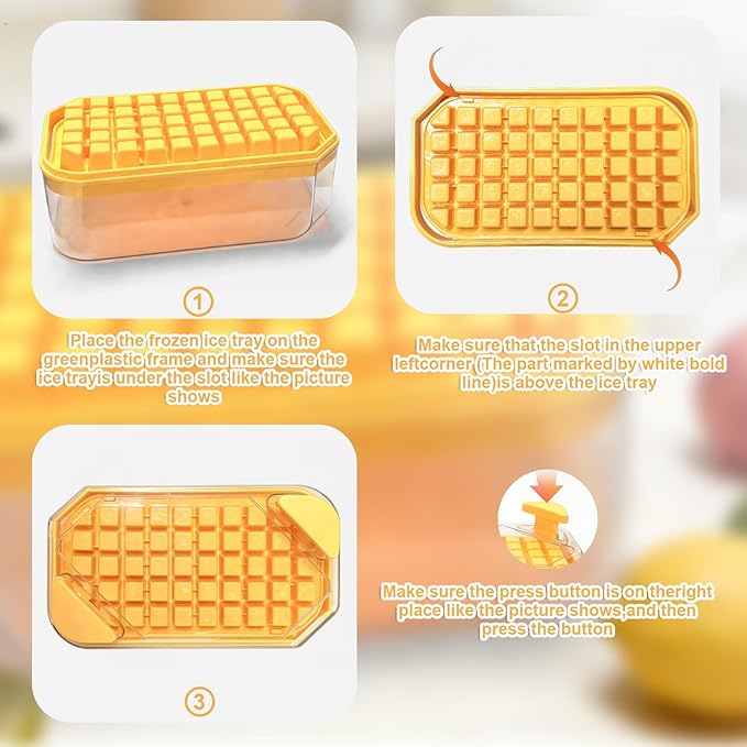 Mini Ice Cube Tray with Lid and Bin + ice cube maker with easy press lid