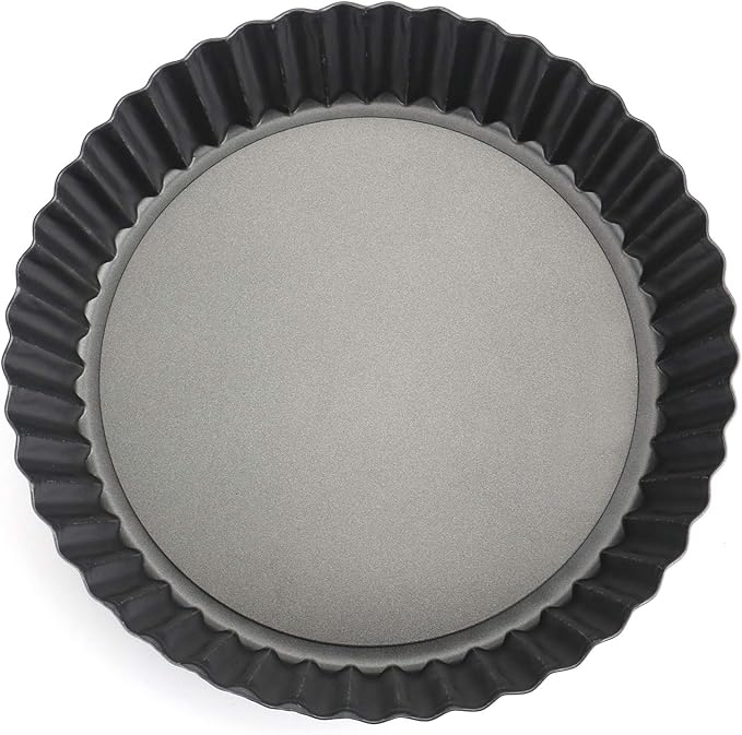 Tosnail Deep Tart Pan, 9.5" x 2" Quiche Pie Pan with Removable Loose Bottom, Fluted Baking Pan