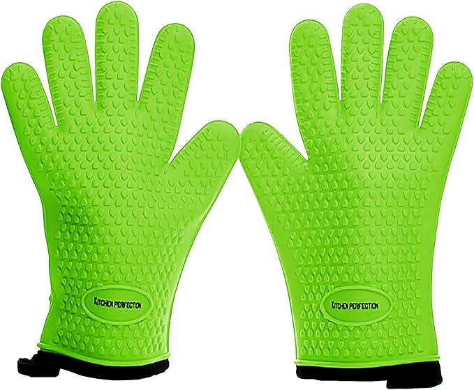 Kitchen perfection S Silicone Smoker Oven Gloves -Extreme Heat Resistant BBQ Gloves -Handle Hot Food Right on Your Grill Fryer Pit|Waterproof Oven Mitts |Superior Value Set+3 Bonuses