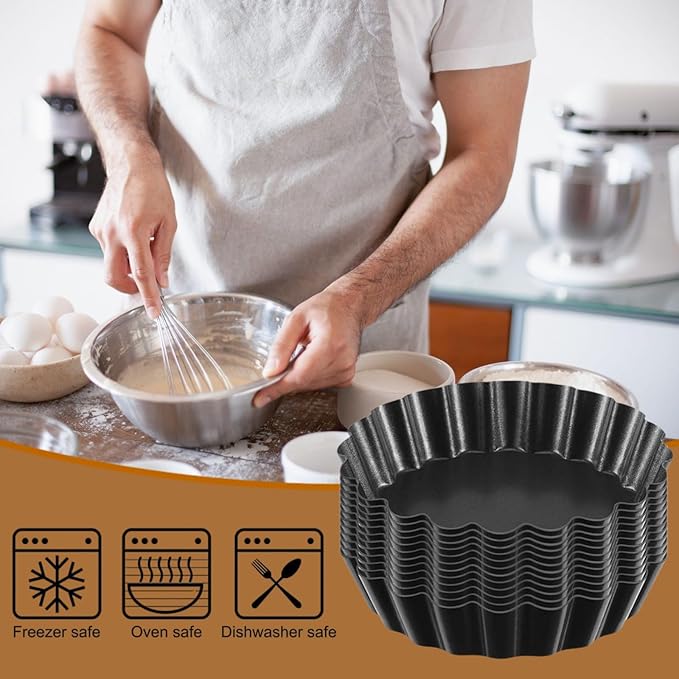 12 Pack Mini Tart Pans, 4.72 Inch Tart Pan with Removable Bottom, Mini Tart Pans for Baking Nonstick Quiche Pan Heavy Duty Fluted Side for Pies Mousse Cakes Dessert