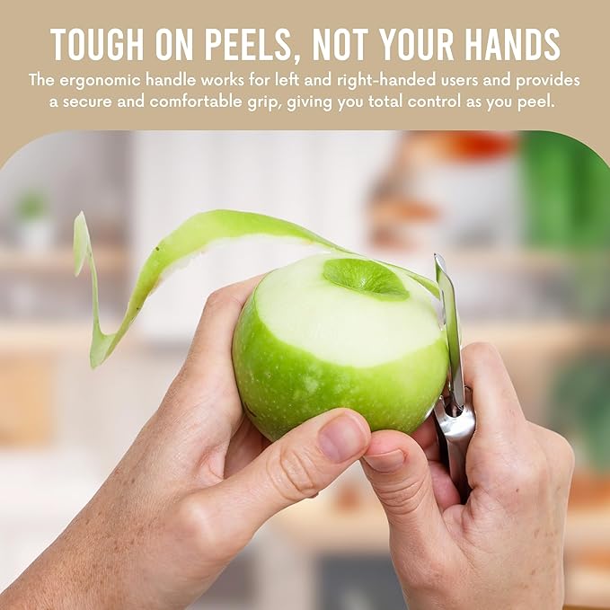 Linden Sweden Original Jonas Vegetable Peeler - Rust Resistant Silver Potato Peeler with Ergonomic Handle for Safety and Control - Dishwasher Safe and Compact for Easy Cleanup - Made In Sweden - 2 Pk