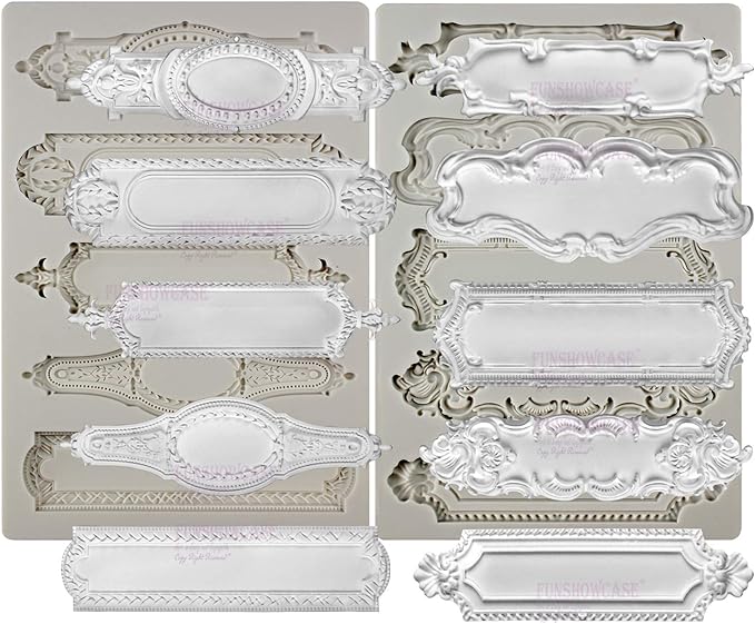 Baroque Style Silicone Molds 2-Count Plaque and Object Labels for Crafts