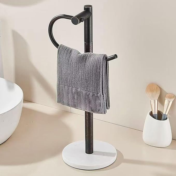 19 inch Oil Rubbed Bronze Hand Towel Holder Stand,Hand Towel Bar,Bathroom Vanity Countertop Towel Holder Free Standing,Stainless Steel Towel Ring Hardware Accessories Towel Rack