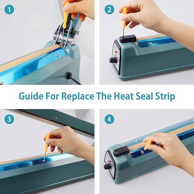 16 inch Manual Impulse Bag Hand Heat Sealer Machine, Bag Sealer Heat Sealing Closer Tool Poly Tubing Plastic Bag, 2 Free Replacement Kit