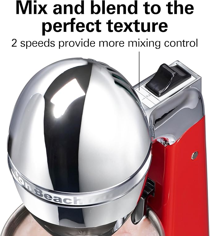 Hamilton Beach DrinkMaster Electric Drink Mixer, Retro Milkshake Maker & Milk Frother, 2 Speeds, Extra-Large 28 oz. Stainless Steel Cup, Red