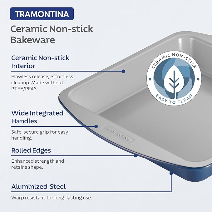 Tramontina Rise 6-Piece Ceramic Baking Pans Set, Non stick Essential Bakeware for Cookies, Loafs, Cakes, Brownies and Muffins