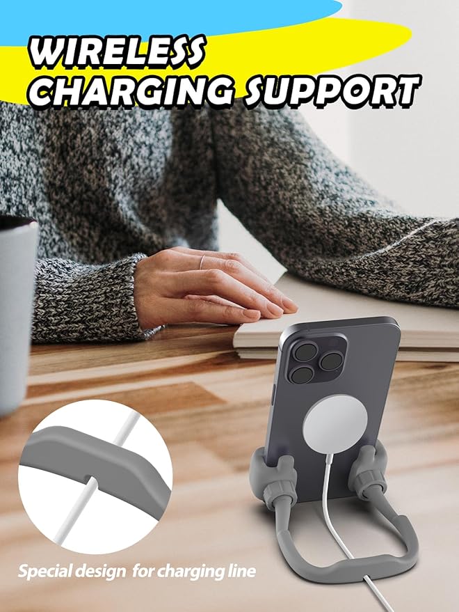 Stocking Stuffers for Teens Boys Girls Cell Phone Stand: Upgrade Adjustable Thumbs Up Lazy Phone Holder for Desk Fun Birthday Gifts for Grandma Adults Husband from Wife (Grey, 1)