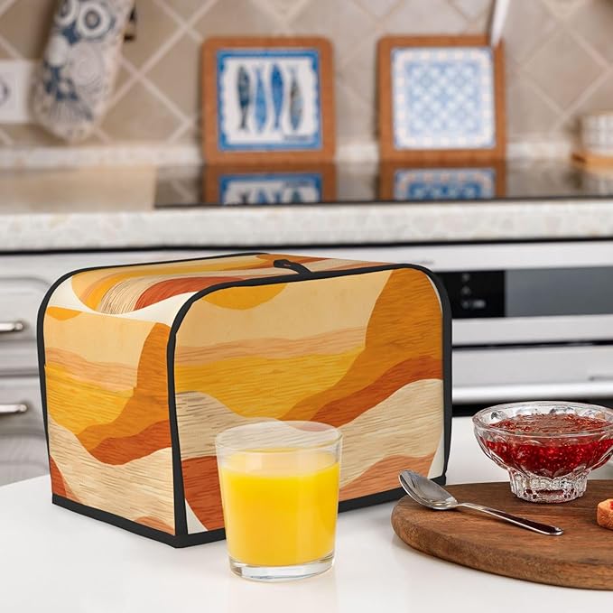 Morden Art Print Toaster Cover 2 Slice Long Slot, Orange Bread Maker Cover Washable Dust Protection Kitchen Small Appliance Toaster Oven Cover for 2 Slice