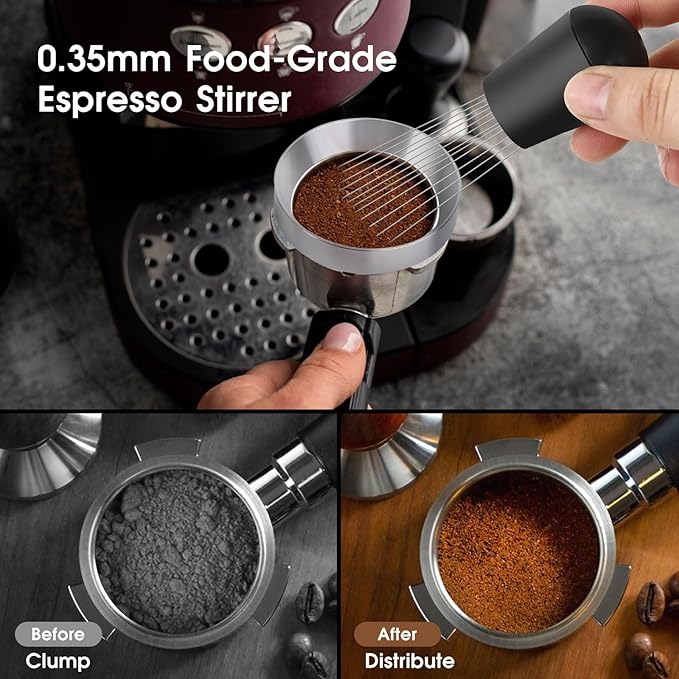 Reoszeank 54mm Espresso Accessories Kit, Coffee Distributor and Tamper Leveler, WDT Tool and Dosing Funnel Set Fits Breville 54 mm Espresso Machines and Portafilters