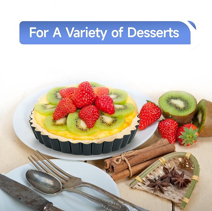 4 Pack 5-Inch Tart Pans with Removable Bottom, Nonstick Quiche Pan Fluted Pie Pans for Baking Treats, Pie, Quiches, Tartlets