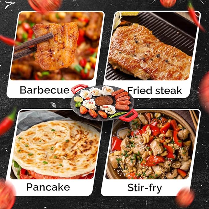 Indoor Smokeless Electric Griddle, 2026 Upgraded 1500w Portable Electric Korean BBQ Grill, Non-stick Round Grill Pan for BBQ, Tortillas, Steaks, Burgers, Pancakes (14.2in)