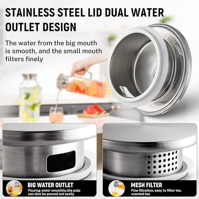 Netany 2 Pack 2.22 Liters/75 oz Square Glass Pitcher with Lid and Handle for Fridge, Iced Tea and Coffee Carafe Beverage Serveware, Heat Resistant Borosilicate Water Jug for Hot/Cold Drinks and Milk