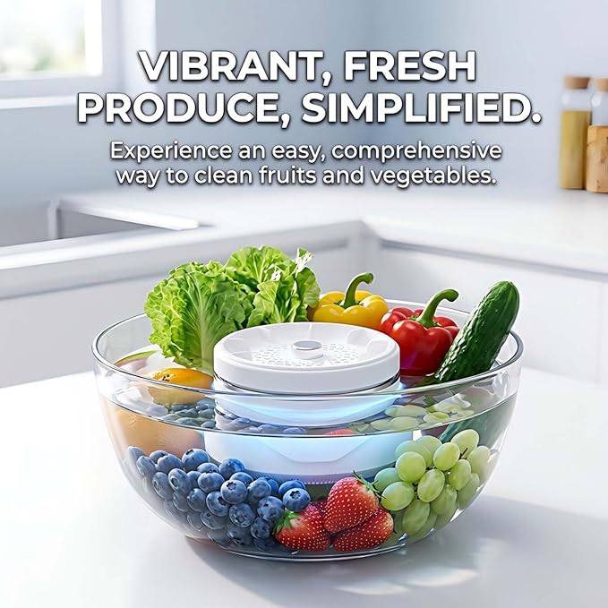 Produce Cleaner, Fruit And Vegetable Washing Machine, 2026 Upgraded Fruit Cleaner Device With Titanium Electrolysis Purification For Home Kitchen, Vegetable Washer Machine (2pc)
