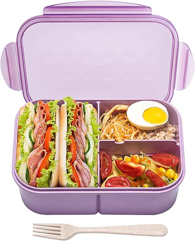 MISS BIG® Bento Box,Bento Box Adult,Lunch Box,Leak Proof Lunch Containers,No BPAs and No Chemical Dyes Bento Lunch Box,Dishwasher and Microwave Safe Lunch Containers for Adults(1900ml Purple)