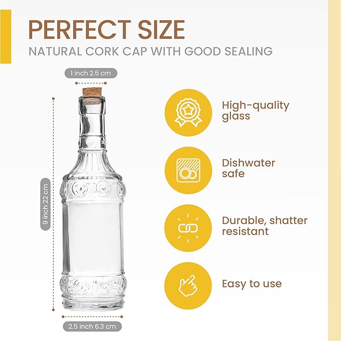 BULK PARADISE Decorative 6 Pack Clear Glass Bottles and Small Mini 12 Pack Clear Glass Bottles