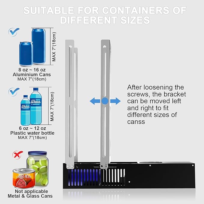 Electric Can Crusher, Can Crushers Automatic for Recycling 8oz 12oz & 16oz Cans, Fill 8 cans at a Time, Electric Can Smasher for Recycling Aluminum Seltzer, Cola, Beer Cans
