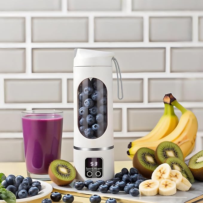 USB Blender, 450ml, Portable Juicer for Smoothies and Milkshakes, Single Service, Easy to Clean, 10 Inch Tall, White
