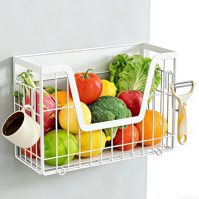 Magnetic Spice Rack for Refrigerator, Fridge Organizers and Storage, Pantry Organizers & Storage, Magnetic Shelf for Refrigerator, Laundry Room Organization, Magnetic Wall Shelf (White)