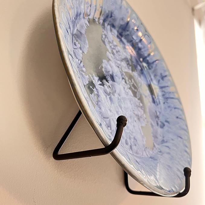 Milltown Merchants™ Metal Display Stand - Free Standing or Wall Mounted Decorative Plate Holder - Versatile Plate Hanger Stand - Black Metal Plate Stand (2 Pack, Small)