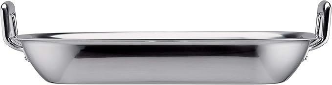Tramontina 16.75-Inch Stainless Steel Roasting Pan with Rack, Flared Edge Turkey Roaster for Oven, Dishwasher Safe, Made in Brazil