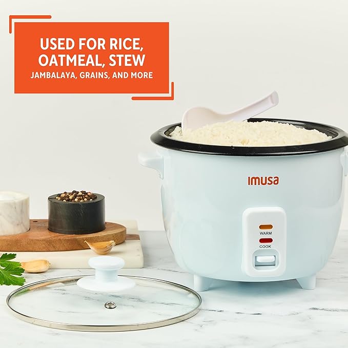 IMUSA Electric Rice Cooker 16 Cup Cooked 8 Cup Uncooked – Ceramic Nonstick Pot, Multi Cooker for Rice, Quinoa, Oatmeal, Stew – Keep Warm Function – Compact for Kitchen Dorm RV