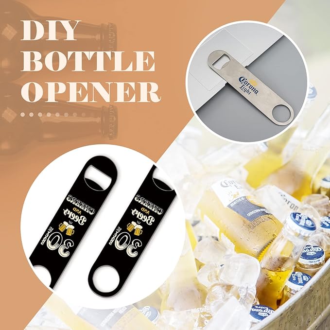 24 Pack Flat Beer Bottle Opener 7 inch Heavy Duty Stainless Steel Flat Bottle Opener Metal Beer Bottle Openers Black Beer Openers for Bartender Kitchen Bar or Restaurant (Black, 7 inch)