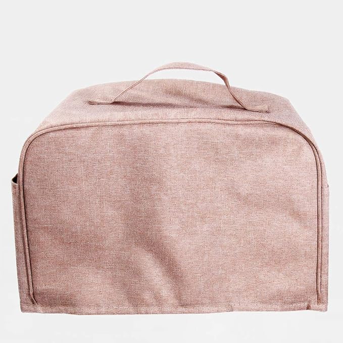 FLR Large 4 Slice Toaster Cover with Pockets, Can Hold Toaster Tongs and Knife, Dust-proof & Oil Proof, Fit Most Large Toasters. (Rice Coffee, 16' x 7.5' x 8')