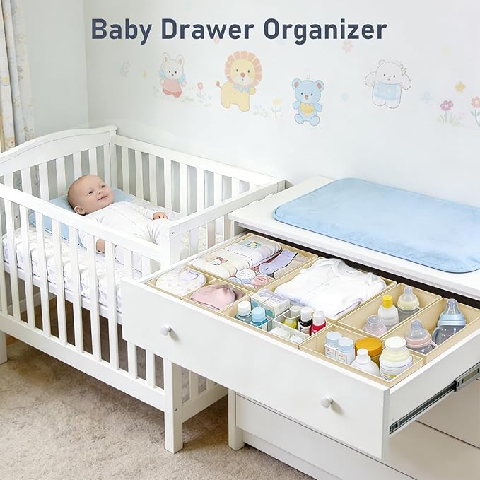 DIMJ Drawer Organizer Clothes Storage - 28 Pack Baby Dresser Organizer for Nursery, Foldable Closet Drawer Organizer Bins for Bedroom Organization, Fabric Storage Dividers for Socks, Underwears, Bras