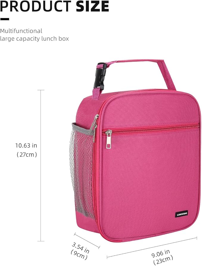 Lovoeo Lunch box Lunch bag for men women Insulated Lunchbox Lunch bags for Work Picnic Travel(Rose red)