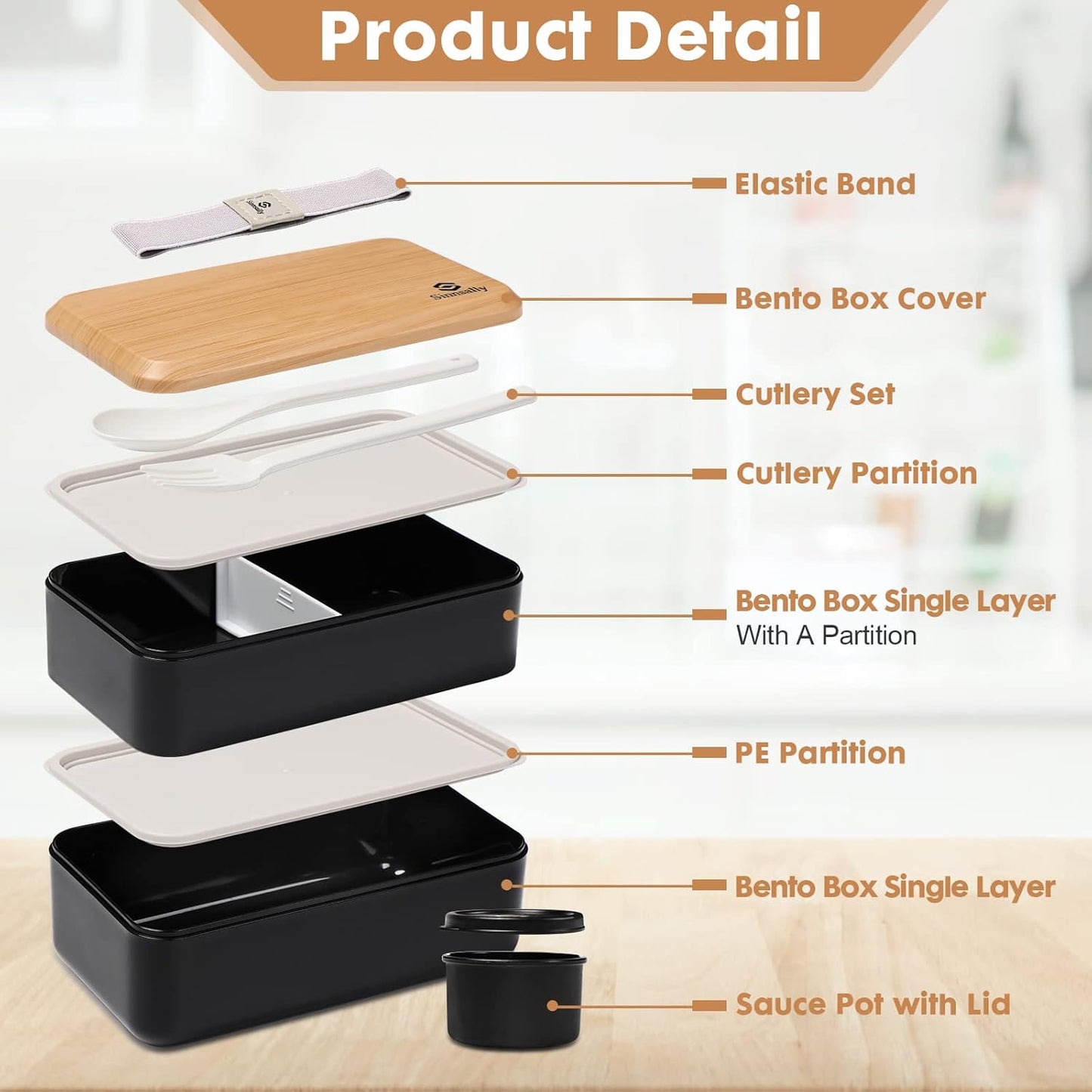 Sinnsally Bento Box Adult Lunch Box with Compartments for Women & Men,(47oz)Stackable Japanese Bento Lunchbox,Rectangle Lunchable Food Container with Utensil Set,Leak-Proof & Microwave/Dishwasher Safe