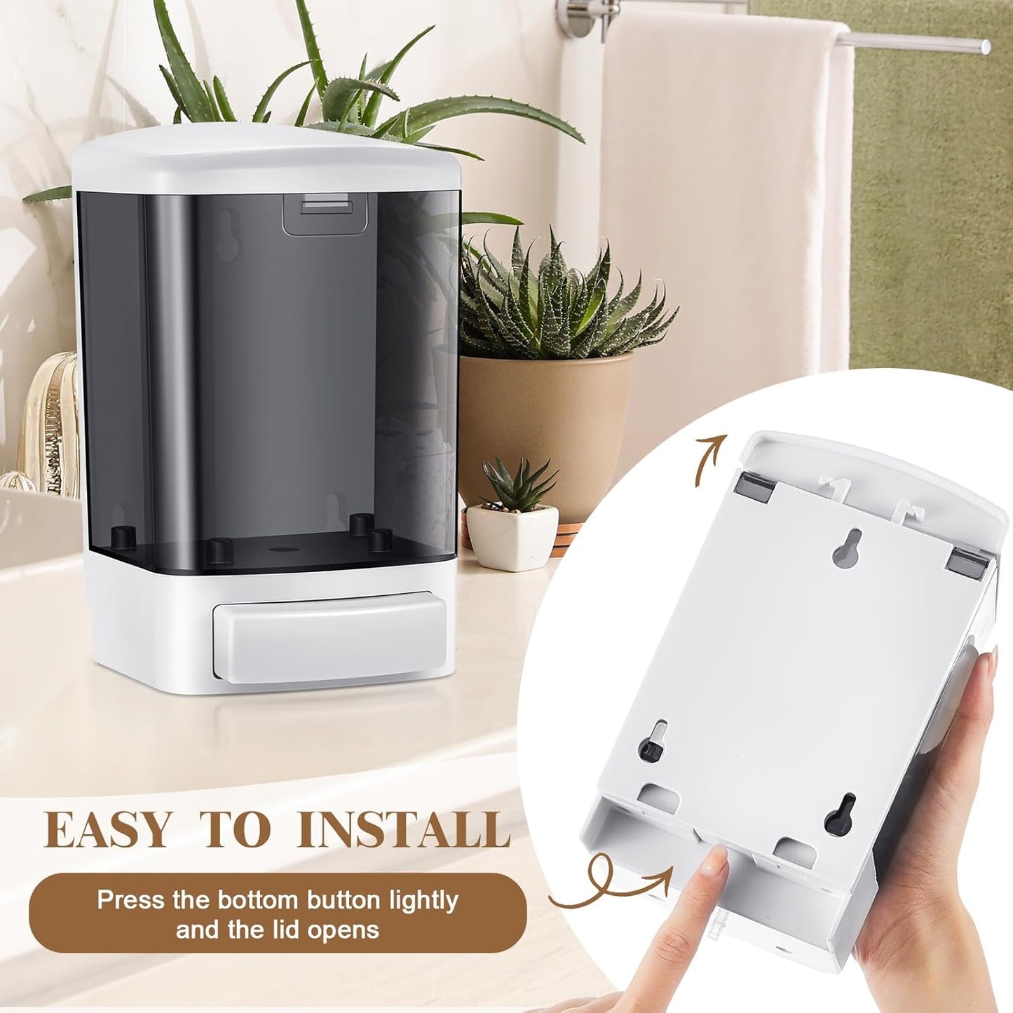 Hushee 4 Pcs Plastic Wall Mounted Soap Dispenser Commercial Manual Soap Containers Wall Dispenser for Kitchen Shower Hotel Liquid Shampoo Gel Chamber(33.8 oz 1000 ml,Black)