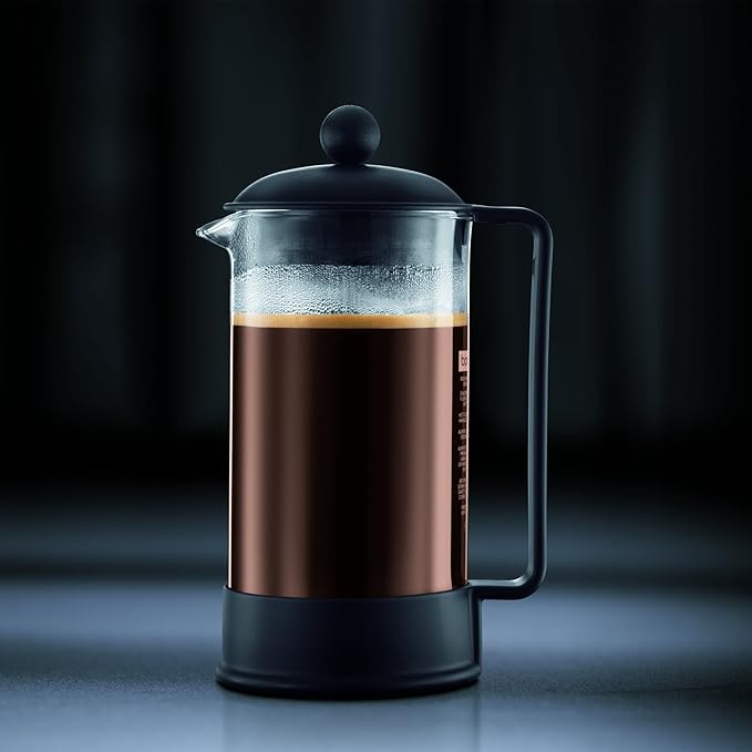 Bodum 12oz Brazil French Press Coffee Maker, High-Heat Borosilicate Glass, Black - Made in Portugal