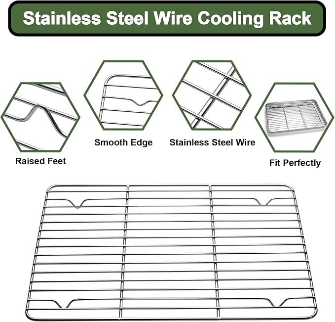 Baking Sheet Tray Cooling Rack with Silicone Baking Mat Set, Stainless Steel Cookie Pan For Oven, Set of 9 (3 Sheets + 3 Racks + 3 Mats), Warp Resistant & Heavy Duty & Easy Clean, Red