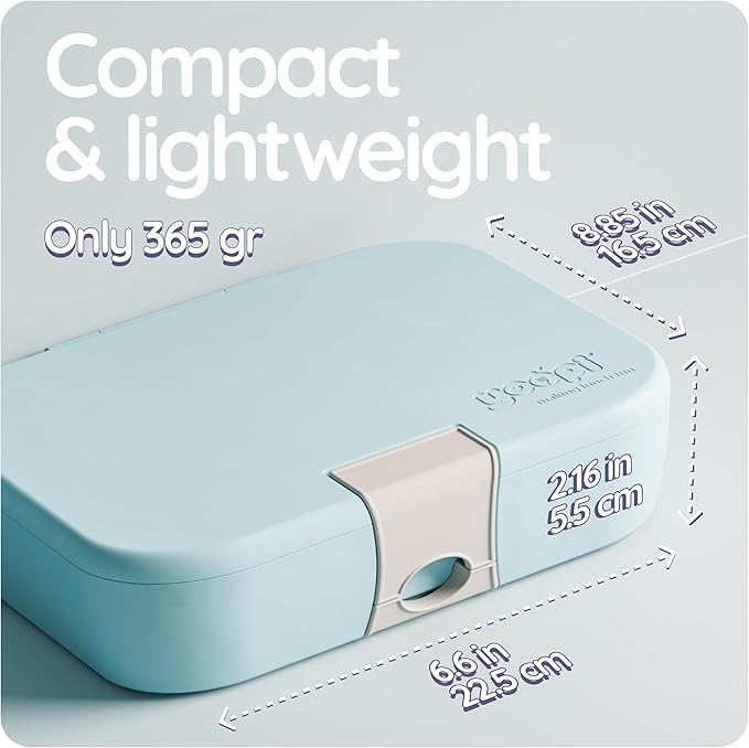 YOOPI Lunch Boxes for Kids–Toddler Bento Box with 4 Leakproof Compartment Food Bentobox Container,Lunch Box for School with Lunchbox Containers, Lightweight Sandwich Box & Snack Box (Aqua)