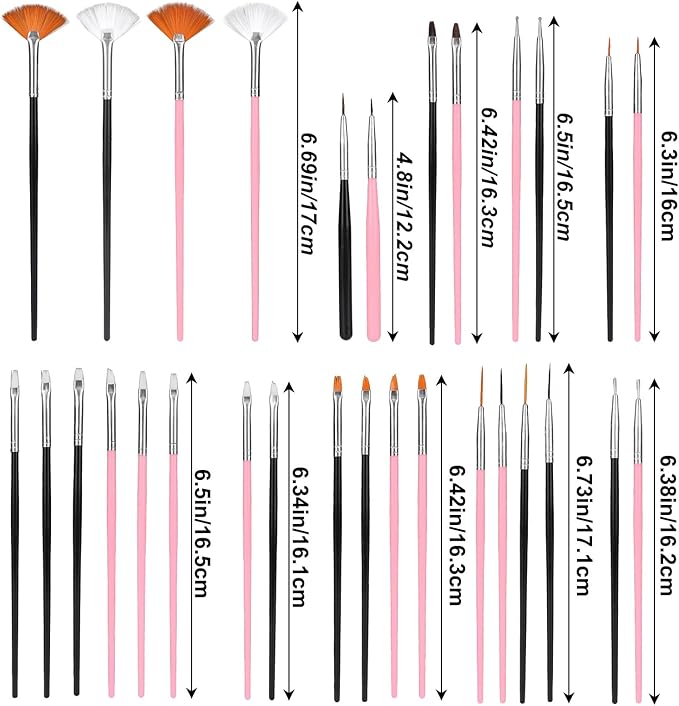 30pcs Cake Decorating Brushes, Food Safe Paint Brushes Kit Baking Cookie Candy Painting Tool Dessert Decorating Accessories for Kitchen Cake Pastry Fondant Shop Bakery Party Supplies (Pink & Black)