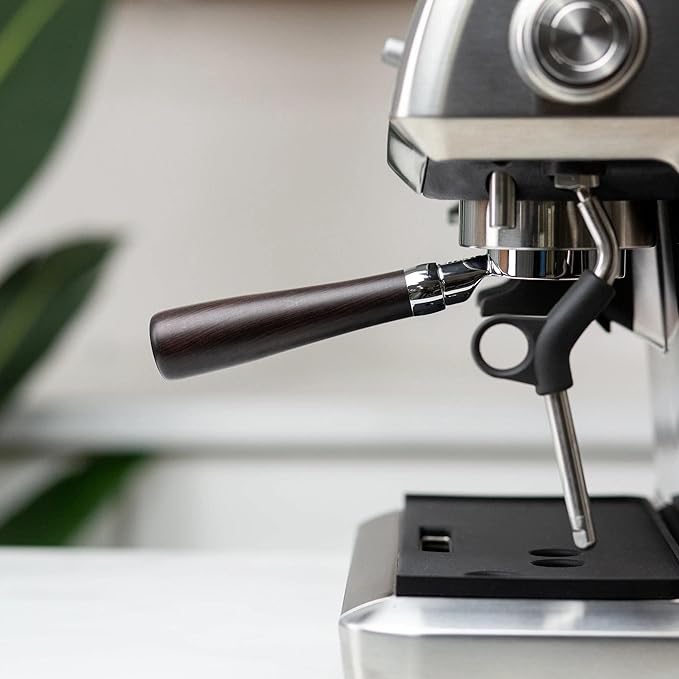 CREMA Coffee Products 54mm Bottomless Naked Portafilter | Compatible with 54mm Breville Machines | Includes Double Shot Filter Basket | Sandalwood