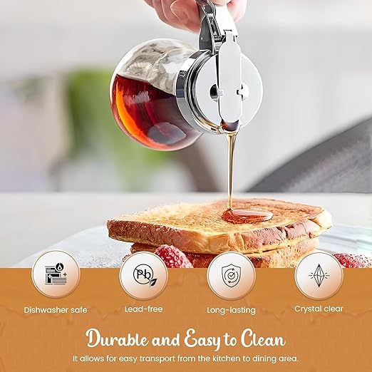 OCS Parts Syrup Dispenser with Lid and Dispensing Thumb Lever | Commercial Grade Liquid Dispensers for Home and Commercial Kitchens (12, 14 OZ)