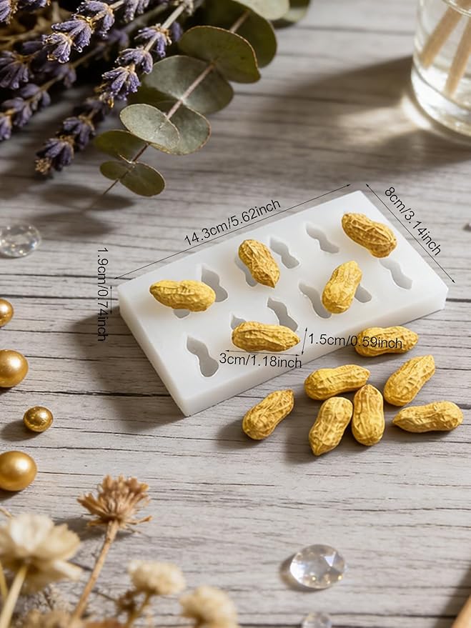 12 Cavity Peanut Silicone Mold – Silicone Fruit Mold for Chocolate, Fondant, Candle, Resin & Cake Decor, 3D DIY Candy Baking Tool for Parties & Gifts (Peanut)