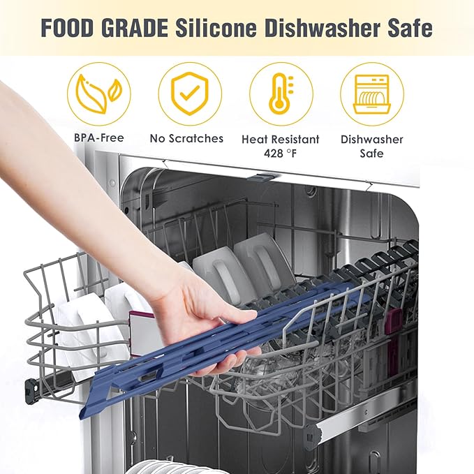 Tomorotec Compact Silicone-Coated Triangle Dish Drying Rack for Sink Corner - Foldable Stainless Steel Over-The-Sink Organizer and Storage Shelf (Dark Blue)