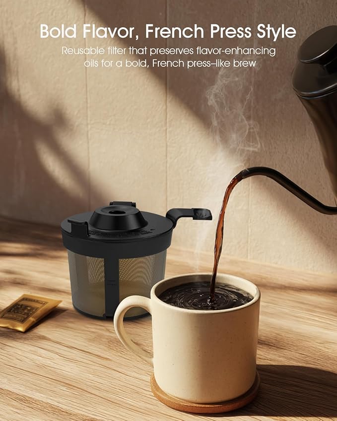 Permanent Coffee Filter for Ninja PB051 / PB040 / PB041ST - Compatible with Ninja Pods & Grounds Coffee Maker - Reusable Gold 304 Stainless Steel Mesh - Eco-Friendly Coffee Pod Accessory (2, Black)