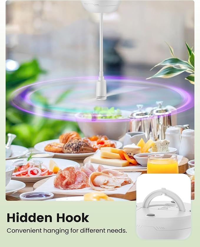 4Pack Food Fan for Table, AA Battery Powered, Portable Fan with Flexible Gooseneck and Soft Blades, Soundless Table Fan for BBQ, Picnic, Party, Patio (Non-rechargeable,White)