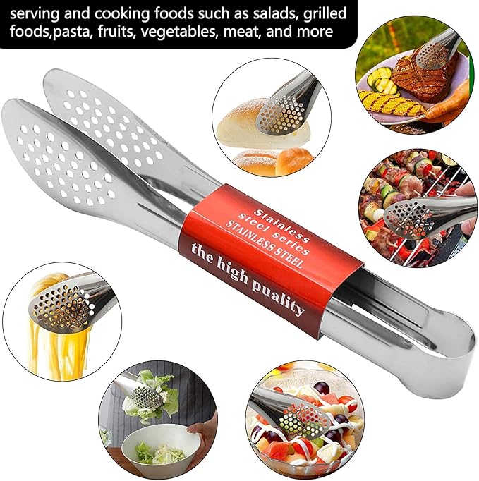 6 Pack Buffet Tongs,Stainless Steel Serving Tongs Serving Utensils 7Inch
