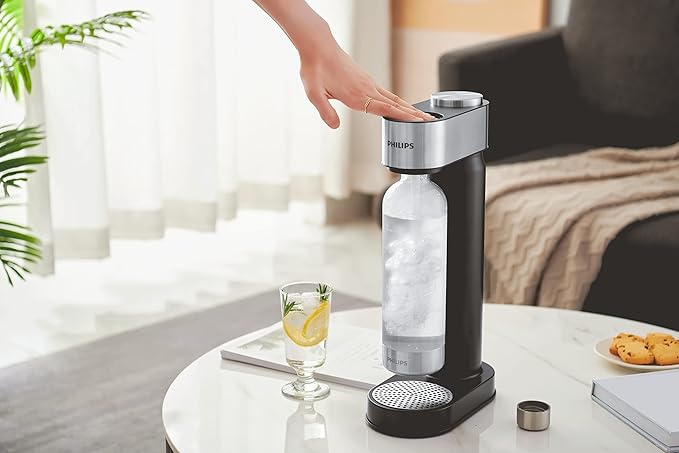 PHILIPS Carbonating Bottles, 1L Twin Pack Reusable PET Sparkling Water Bottles Compatible Sparkling Water Maker