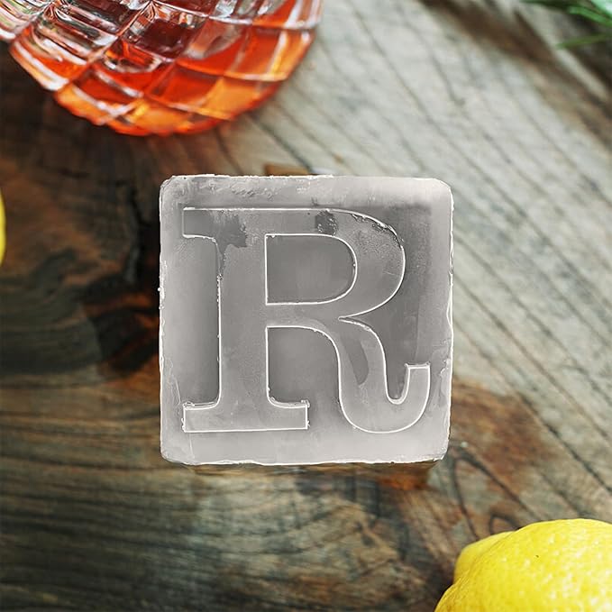 Letter R Monogram Ice Cube Mold Custom Ice Cube Mold 2 Inch Big Initials Silicone Ice Cube Tray Gifts for DAD Gifts for Him