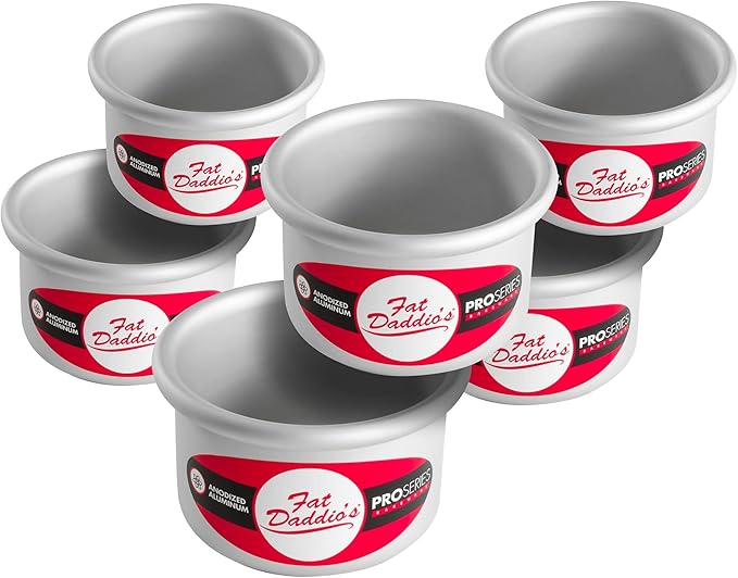 Fat Daddio's Anodized Aluminum Round Cake Pans, 6 Piece Set, 3 x 2 Inch