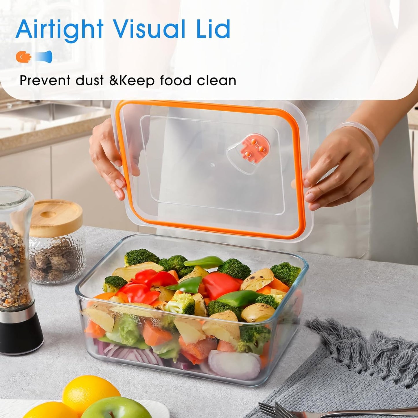 NUTRIUPS 2.6QT Deep Glass Baking Dish with Lid,（9×7in ）Deep Rectangular Glass Baking Dish for Oven