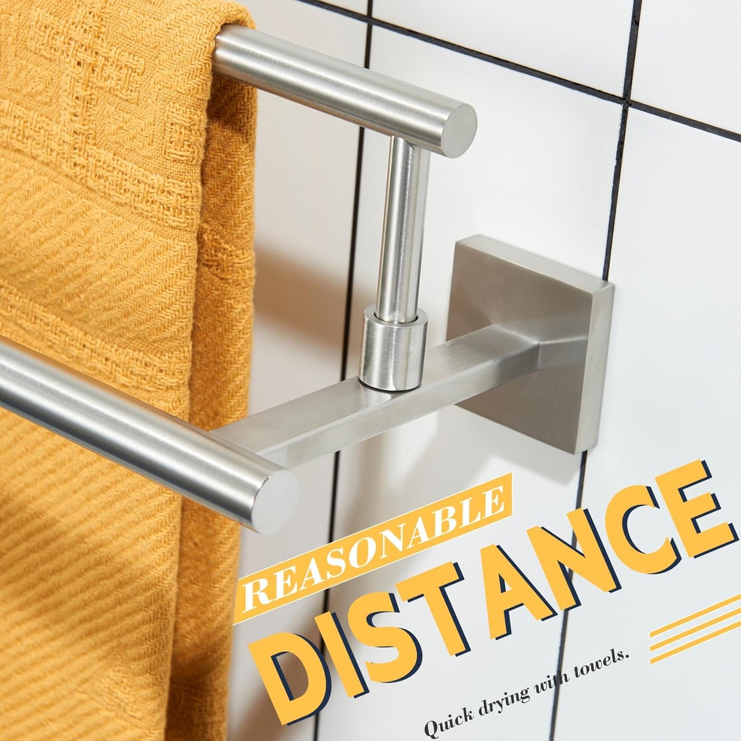 KOKOSIRI Bath Towel Holders Brushed Nickel Bathroom Rack 36 Inch Double Towel Bars Overlength Kitchen Rails Stainless Steel B5009BR-L36