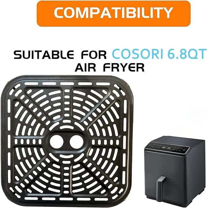 6.8QT Air Fryer Rack for COSORI Pro III Dual Blaze Air Fryers, Upgraded Air Fryer Tray Grill Crisper Plate Pan Insert Grate Grid Shelf for 6.8QT COSORI Air Fryer, Nonstick, Dishwasher Safe